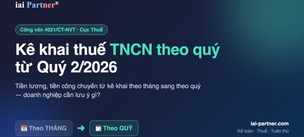 Kê khai thuế TNCN theo quý từ Quý 2 năm 2026