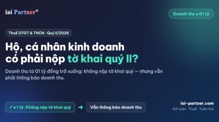 Hộ kinh doanh kiểm tra nghĩa vụ tờ khai thuế quý II năm 2026 với ngưỡng doanh thu 1 tỷ đồng