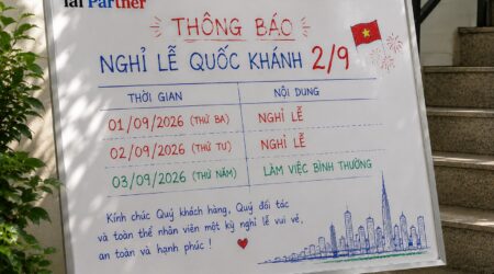 Bảng thông báo nghỉ lễ Quốc khánh 2/9/2026 của IAI Partner: nghỉ 01/09 và 02/09, đi làm 03/09